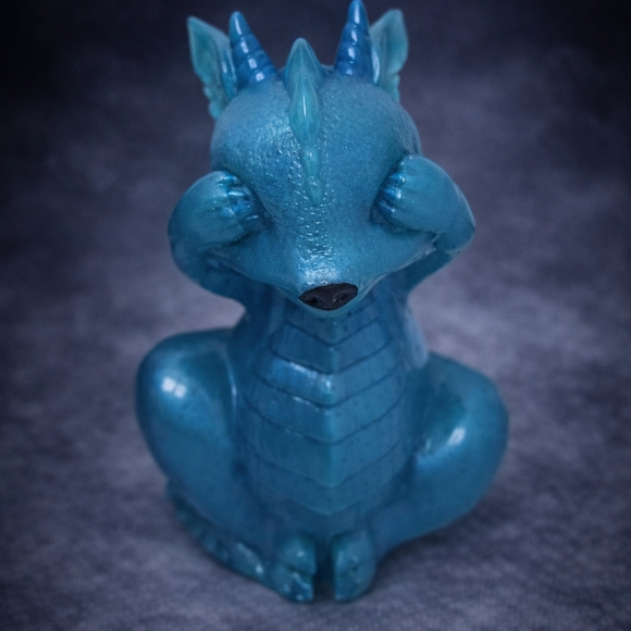 Handmade Resin Colorful Dragon Figurine Set - Picture 2 of 4